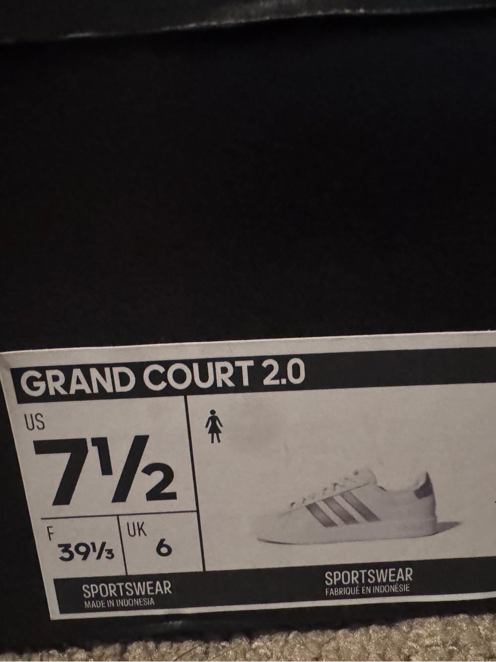 adidas Women’s White Sneakers with Gray Stripes - Picture 5 of 5